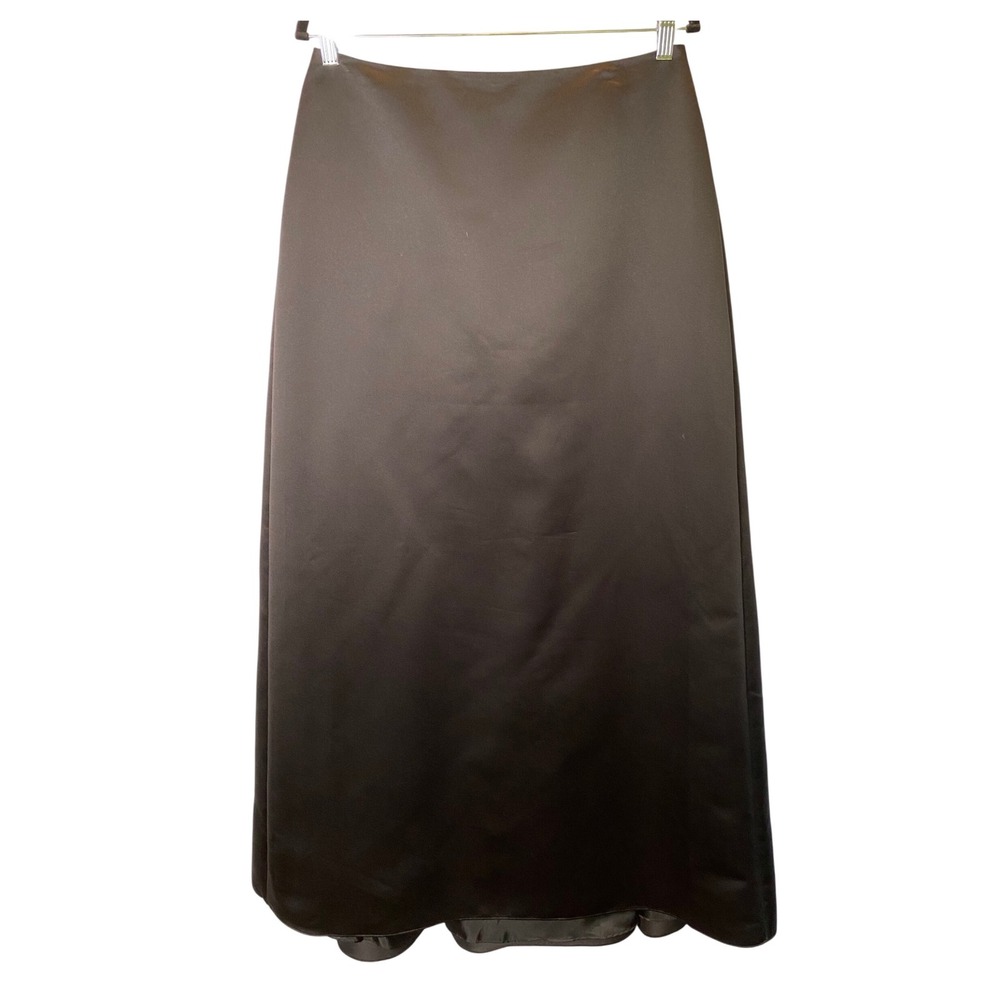 Pinky & Me Maxi Skirt Womens 12 Black Satin A-Line Formal Evening Party Chic